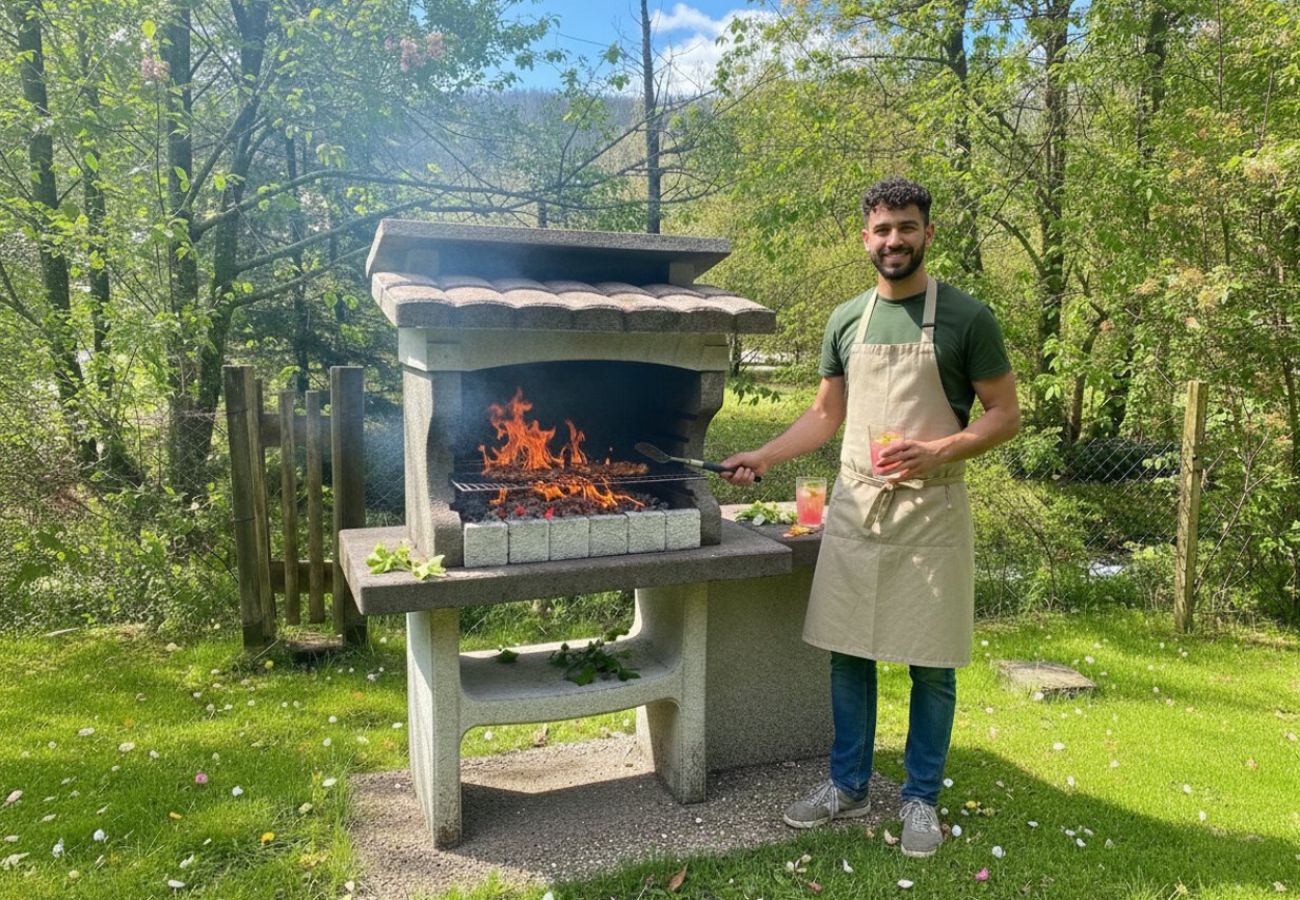 Extérieur avec terrasse, jardin et barbecue