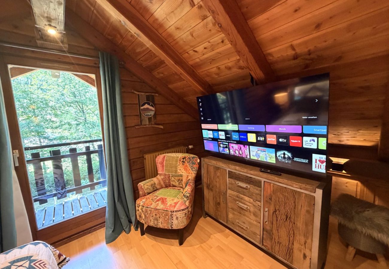 Chambre avec lit double et TV