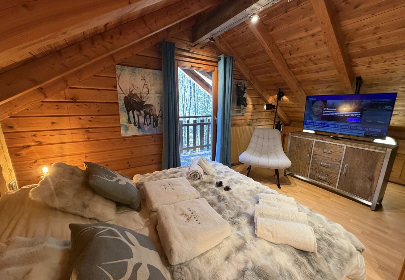 Chambre avec lit double et TV